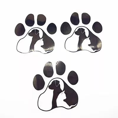 Car Sticker Dog Paw Foot Print Decoration Decals Black Badge DIY Accessories X3 • $12.50