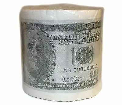 Money Toilet Paper Roll 100 Dollar Bill Tissue TP Benjamin Funny Gag Bath Joke $ • $9.44