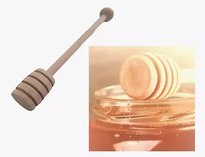 Wooden Honey Dipper Spoon Server Drizzler Honey Pot Kitchen Wood Utensil Drip • £2.79