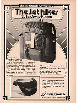 Camp Trails The Jet Hiker Vagabond Bag Backpack 1974 Vintage Print Ad Original • $7.49