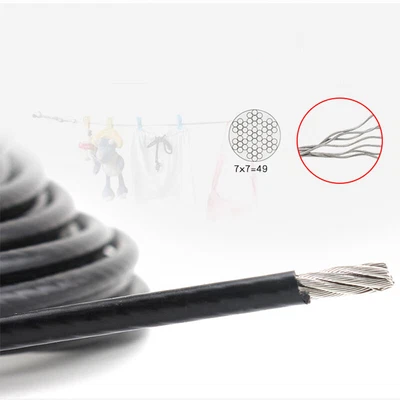 £2.05 • Buy Steel Wire Rope Metal Cable Rigging 7x7 Structure PVC Plastic Coated 10 Meter
