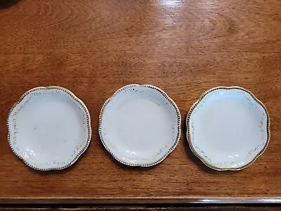 W. H. Grindley @ Co Set Of 3 Beige Gold Rimmed Butter Pats  • $9