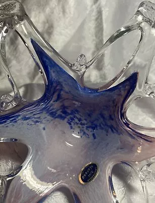 Italian Murano Lavorazione Millefiori Glass Starfish Bowl Cobalt Blue And Pink • $51