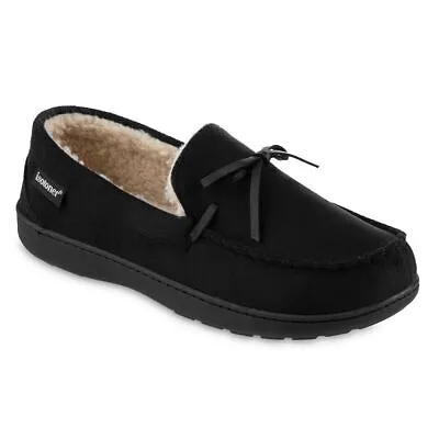 Isotoner Recycled Men's Moccasin Slippers With Memory Foam Size: Medium Black • $24.49