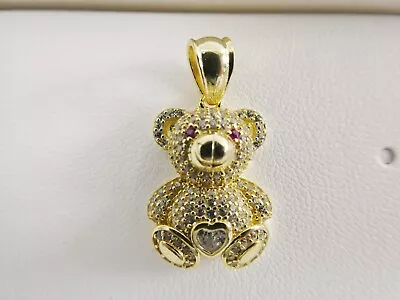 Real 925 Sterling Silver Red Eye Small Teddy Bear Pendent And 18 Inch Rob Chain • $25