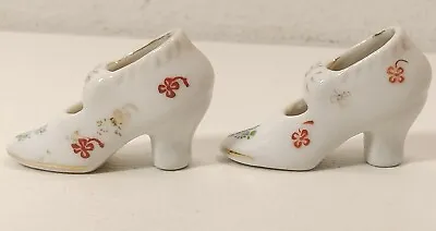 2 Vintage Miniature Porcelain Shoe Figurines Blue Flower Made In Occupied Japan • $14.99
