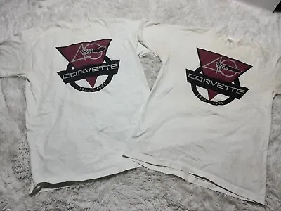 Lot 2x 1953-1993 Vintage 40th Anniversary Corvette L T-Shirt Distressed USA SS • $11.97