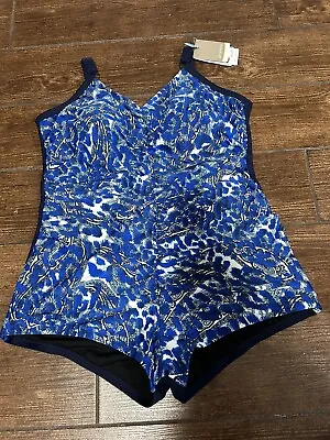 New With Tag!plus Size Amoena One Piece Swimsuit 18B Blue With Adjustable Straps • $20