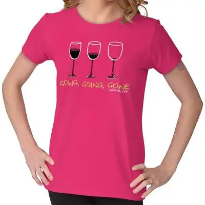 Going Gone Wine Is Life Wino Joke Drinking Womens Short Sleeve Ladies T Shirt • £19.27