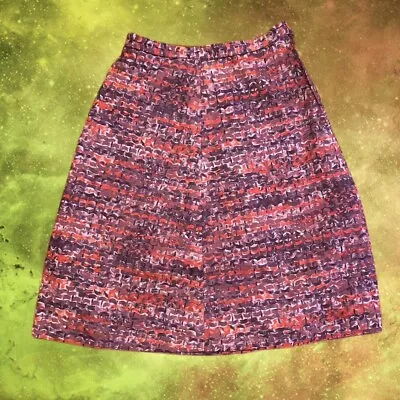 Handmade Skirt Vintage 70s A Line Knee Length Brown Orange Mad Men Mod Small • $23.99