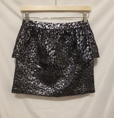 ASOS Peplum Mini Skirt Women Sz 4 Gray Black Animal Print Zip Up Lined • $14.99