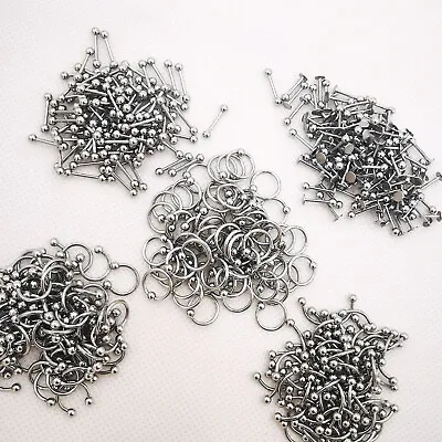 $8.99 • Buy 100pcs/lot Body Piercing Eyebrow Jewelry Belly Tongue Bar Barbell Ring Wholesale