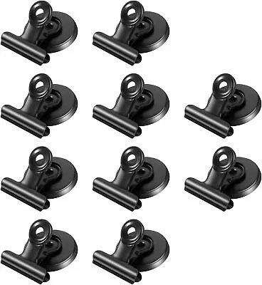 10 Pack Black Magnetic Clips For Photo Displays Locker Fridge School Office • $11.45