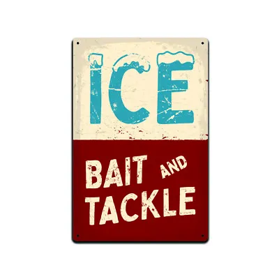 $14.95 • Buy Tin Signs Fishing Cabin Lake House Décor Metal 12 X 8 In. Ice Bait And Tackle