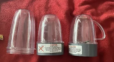 Magic Bullet Lot Of 3 Replacement Cups 1 W/Handle 1 Tall 1 Short & 2 Blades • $9.99