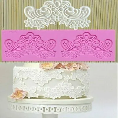£4.85 • Buy Flower Lace Silicone Mould Fondant Icing Wedding Cake Mold Decoration Mat BPA