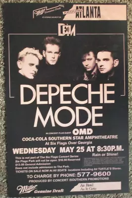 Depeche Mode Concert Poster Six Flags Atlanta 11  X 17  + OMD ! • $22.13