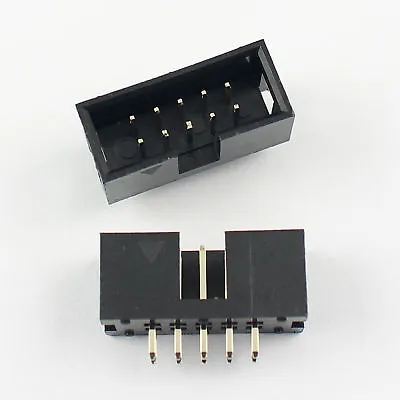 10Pcs 2.54mm 2x5 Pin 10 Pin Straight Male Shrouded PCB Box Header IDC Socket • $2.99