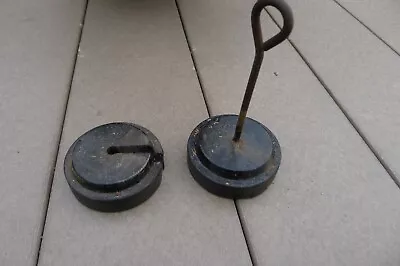 2 Antique Cast Iron Scale Weights 3  Diameter • $9.99