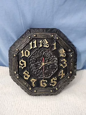 Vintage Mid Century Ceramic Woodgrain Wall Clock ~ Arnel's  1970's-80's • $40