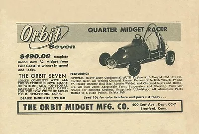 Vintage 1959 Orbit Seven Quarter 1/4 Midget Ad • $16.99