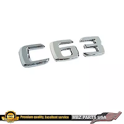 C63 Emblem Logo Decal Trunk Lid C-Class Mercedes New Rear Body Trim Chrome • $9