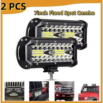 2x 7Inch 20000LM LED Work Light Bar Flood Spot Pod Offroad Fog Driving ATV Truck • $17.99