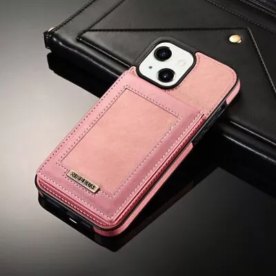 Card Slot Case For IPhone 15 12 14Pro Max 6s 7 8+ XR Leather Wallet Holder Cover • $16.99