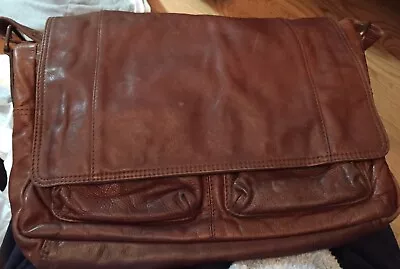 Genuine Leather Bag Messenger Man-Bag Laptop Crossbody Pockets • $34.99