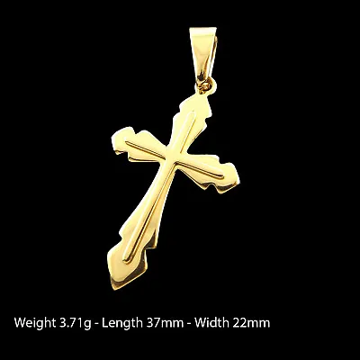 Cross Pendant 18k Yellow Gold Filled Solid Unisex Ladies Men's Classic Design • $9.03