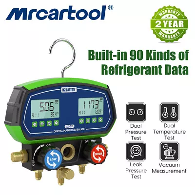 Refrigeration Digital Manifold Gauge Set HVAC Vacuum Pressure Tester Dual Valve • $129