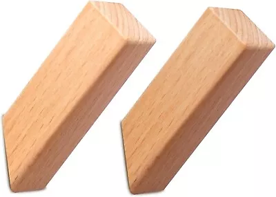 2 Pack Beech Wood Wall Hooks Heavy Duty For Hats Bags Coats • £5.50