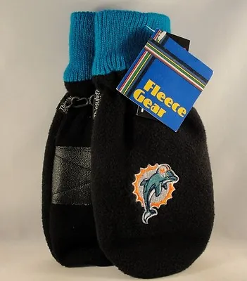 Miami Dolphins NFL Mens Thinsulate Fleece Mittens Black Teal • $14.99