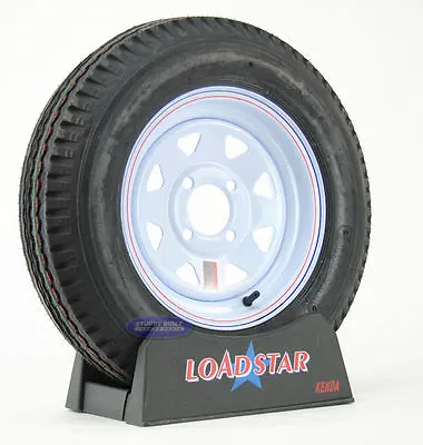 Kenda Loadstar Trailer Tire 5.30 X 12 On White Wheel 4 Lug 5.30-12 Load Range C • $111.66