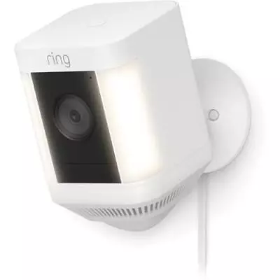 RING Spotlight Cam Plus Plug-In - White 1080p 2.4GHz Wi-Fi Built-In Siren • $236.94