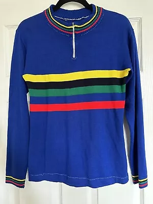 Vintage 1960 Rainbow Striped Wool Cycling Jersey • $40