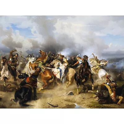 Wahlbom Death King Gustav Battle Lutzen Horses War Painting Large Art 18X24 In • £15.99