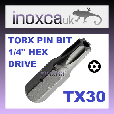1 @ T30 Tx30 Torx Pin Security Hexagonal Bits 1/4  Hex Drive With Hole For Pin • £3.35