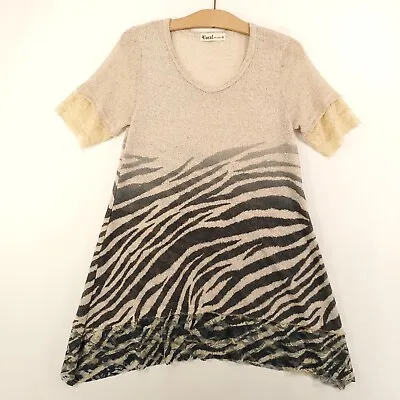 Vocal Tunic Womens Small Zebra Print Lace Sheer Stretchy Knit Made In USA • $19.17