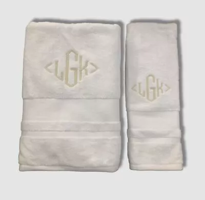 $98 Ralph Lauren White Wilton Monogrammed LGK 4-Piece Towel Set • $31.18