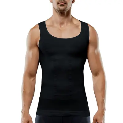 Mens Body Shaper Slimming Tummy Vest Compression Shapewear Undershirt • £6.89