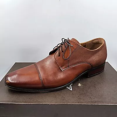 Florsheim Angelo Cap-Toe Oxfords Shoes Men's 12D Cognac Solid Lace Up • $26.75