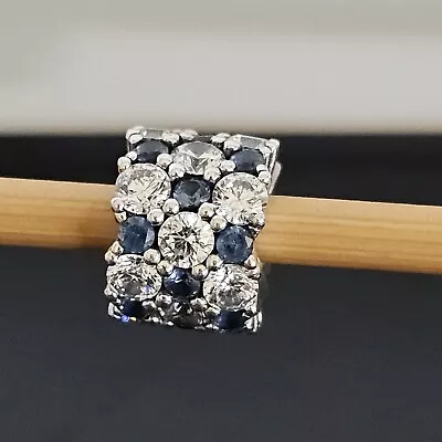 Pandora Blue And Clear Sparkle Silver CZ Moonlight Crystal Charm 798487 FreePost • $64