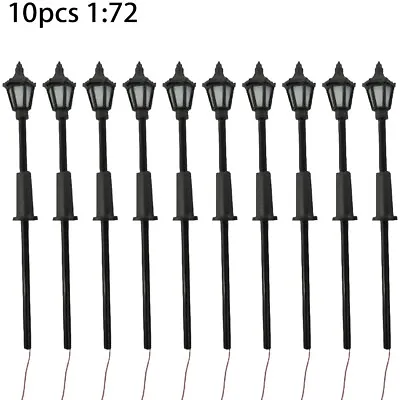 10pcs HO OO Gauge Model Train Lamps Railway Lamp Posts Led Street Lights 1:72 • £7.52