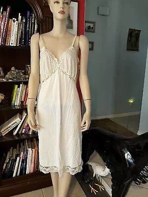 Vintage Vanity Fair White 38 Full Slip Nightgown 1950’s Tricot Nylon Dotted Swis • $24.99