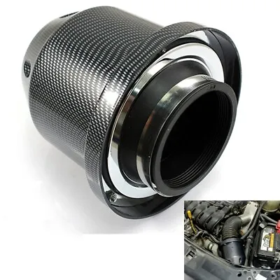 3  76mm High Flow Heat Shield Air Filter Cold Intake Round Cone Carbon Fiber • $25.68