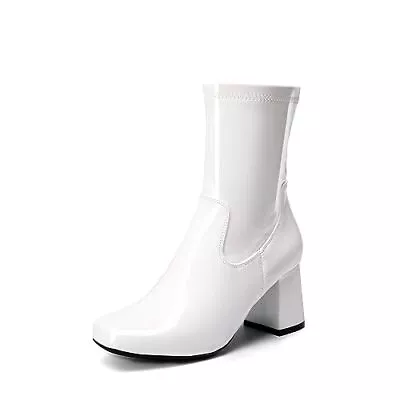 DREAM PAIRS Women's Gogo Boots Mid Calf Low Block Heel Boots Zipper Square To... • $37.04