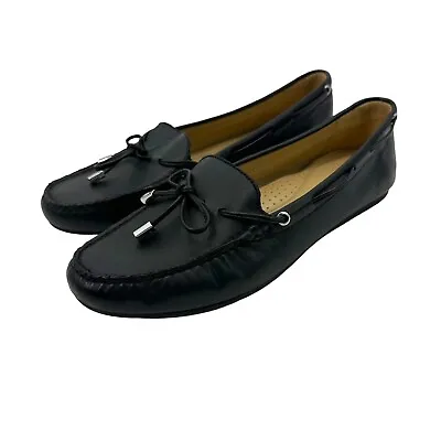 Michael Kors Daisy Moc Shoes 9M MV21A Loafers Flat Black Leather Silver Tassle • $25