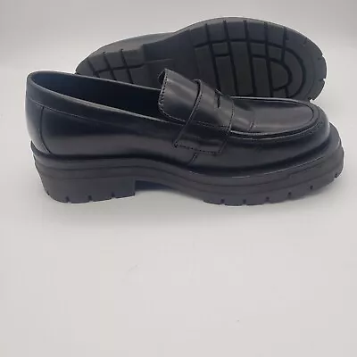 ZARA Mens Size 9 Black Slide Loafers Chinky Platform Shoes EU Sz 40 • $59