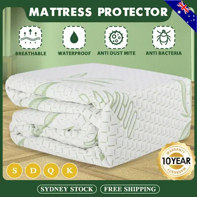 $29.92 • Buy Mattress Protector Encasement WATERPROOF SOFT Cover Single/Double/Queen/King AU